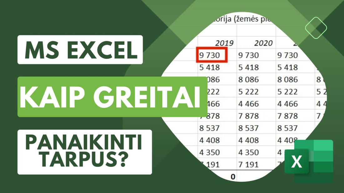 Kaip Excel greitai panaikinti tarpus duomenyse?